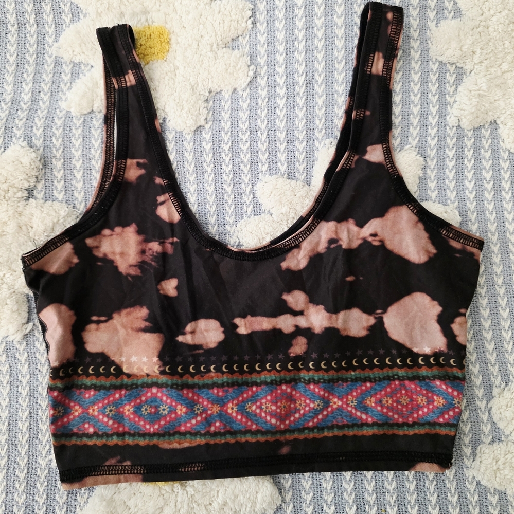 Teeki Black and Pink Fitted Crop Tank Top